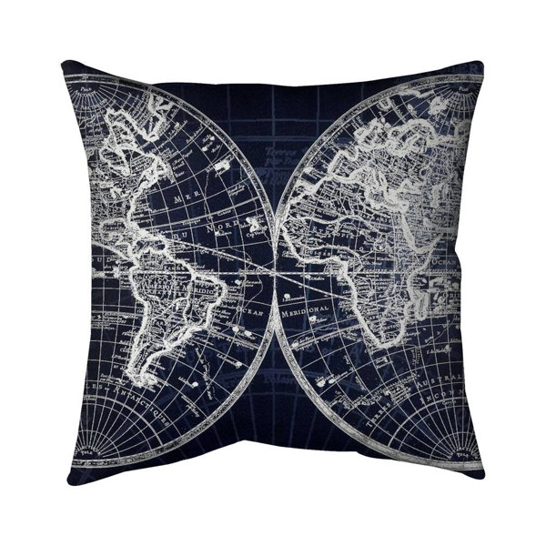 Begin Edition International Inc. World Map Blue Print Indoor / Outdoor
